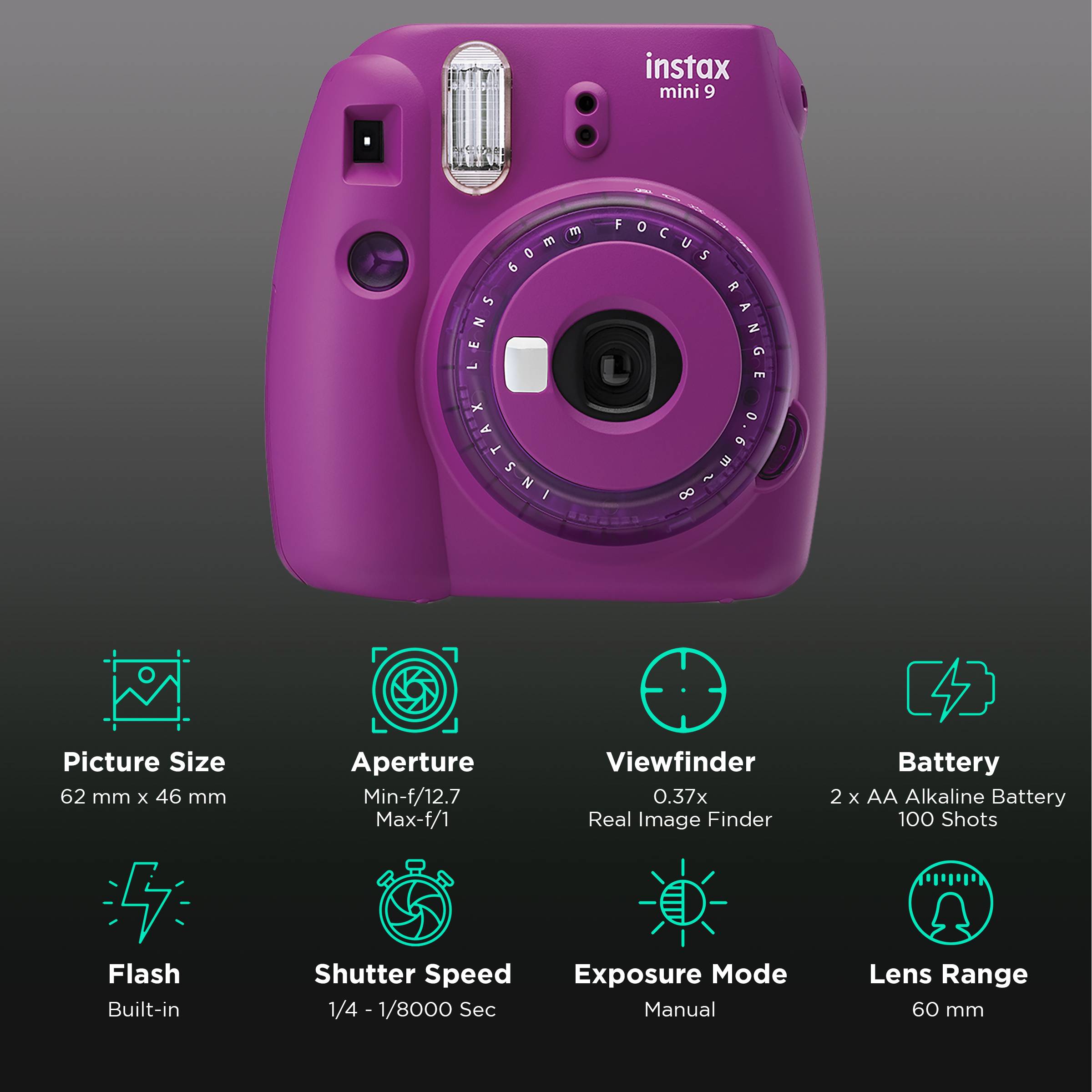 Buy Fujifilm Instax Mini 9 Delight Box Instant Camera With 10 Instant Films Clear Purple